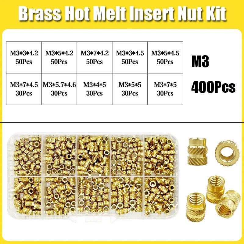 Brass Heat-Set Threaded Inserts M2-M6 – 3D Printing & Molding Nut Kit