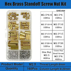 120pcs Brass M2 Standoff Kit – Hex Spacer Screw & Nut for PCB Mounting