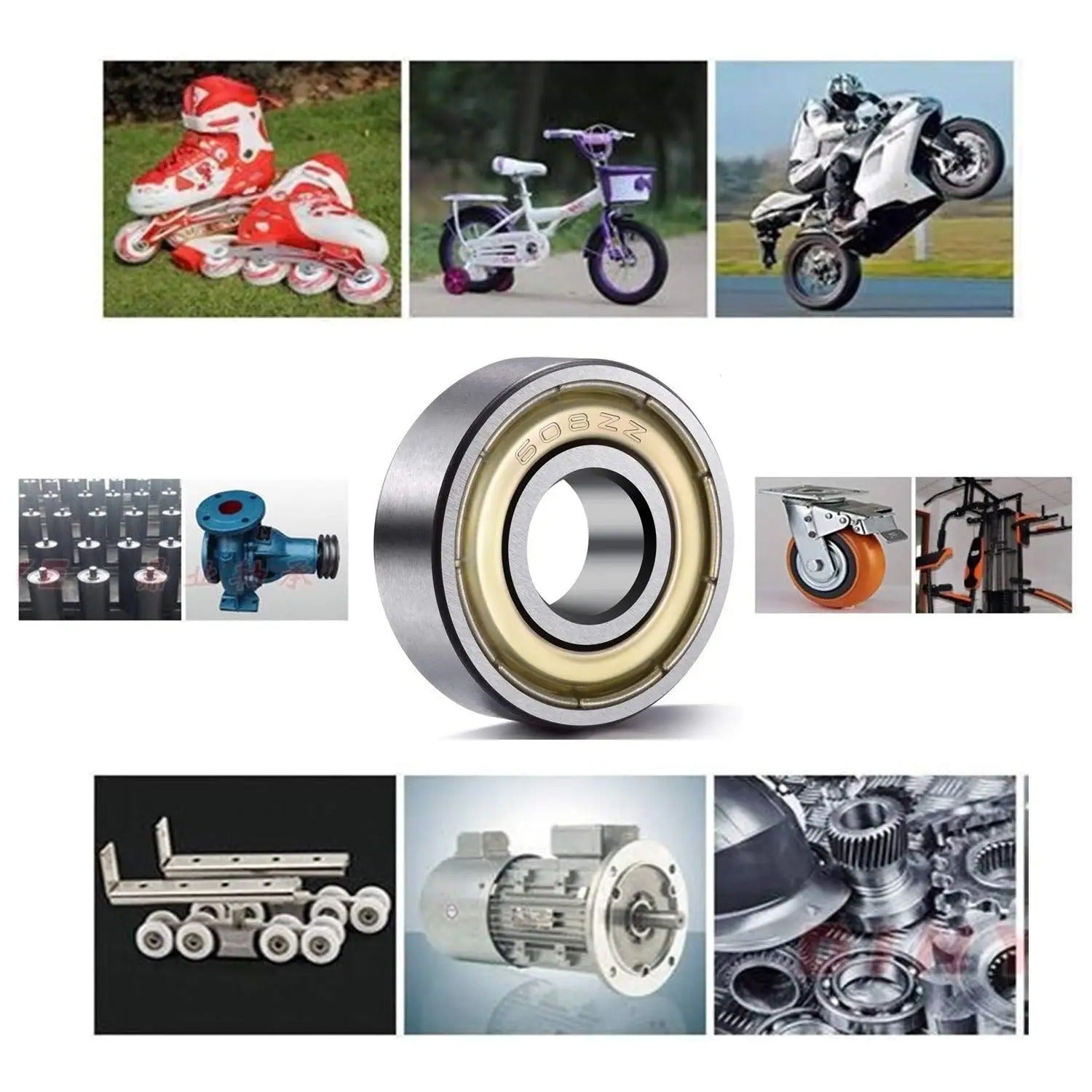 10pcs Deep Groove Ball Bearings 608-2RS 608ZZ 623 625 603-629 High Speed