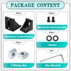 2020 Aluminum Profile Connector Set – 10pc Corner Bracket & M5 T-Nuts