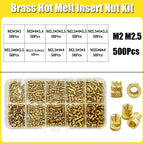Brass Heat-Set Threaded Inserts M2-M6 – 3D Printing & Molding Nut Kit