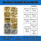120pcs Brass M2 Standoff Kit – Hex Spacer Screw & Nut for PCB Mounting