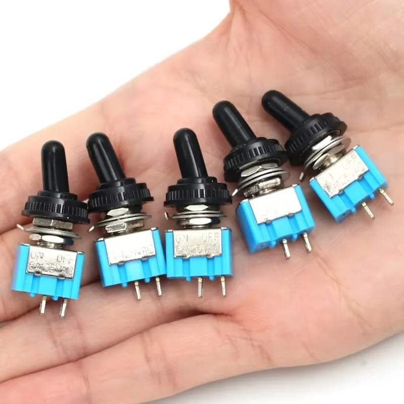 MT-S101 Mini Toggle Switch with Waterproof Cap – 2-Pin 2-Position Blue