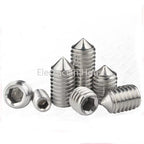 10pcs DIN914 304 Stainless Steel Cone Point Grub Screw – M2 to M12 Hex Set