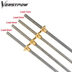 T8 Lead Screw with Brass Nut – 8mm Threaded Rod for CNC & 3D Printers