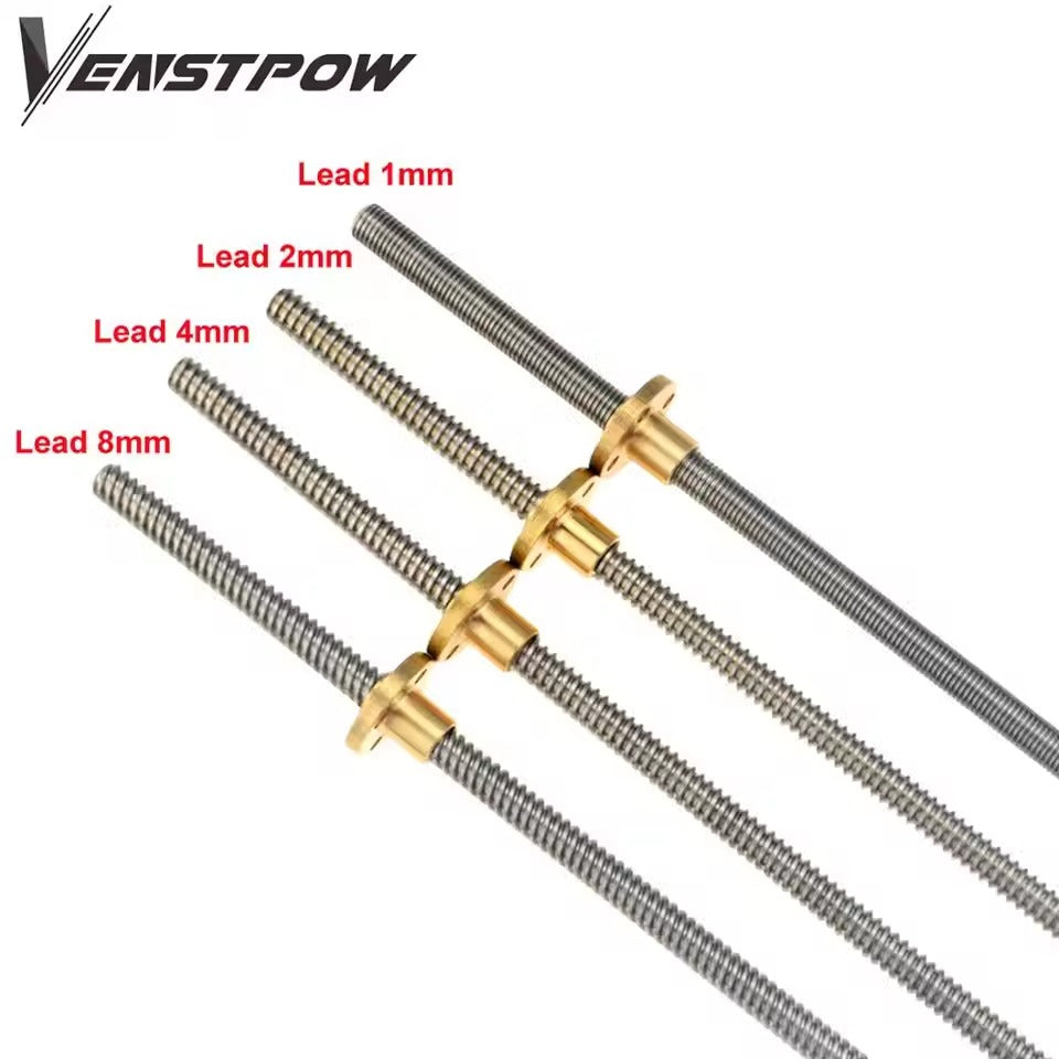 T8 Lead Screw with Brass Nut – 8mm Threaded Rod for CNC & 3D Printers