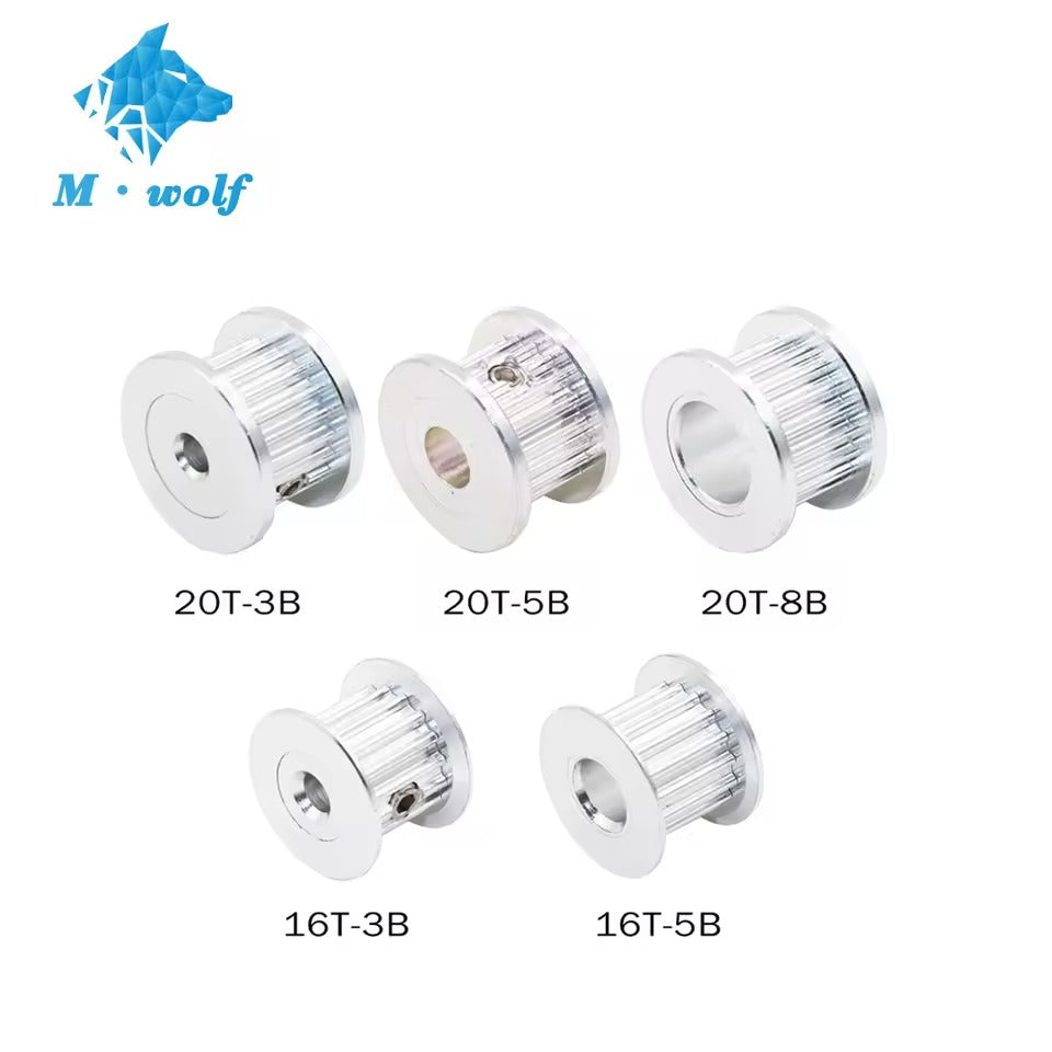 GT2 Aluminum Idler Pulley 16T 20T – 3mm 5mm 8mm Bore for 6mm Belt