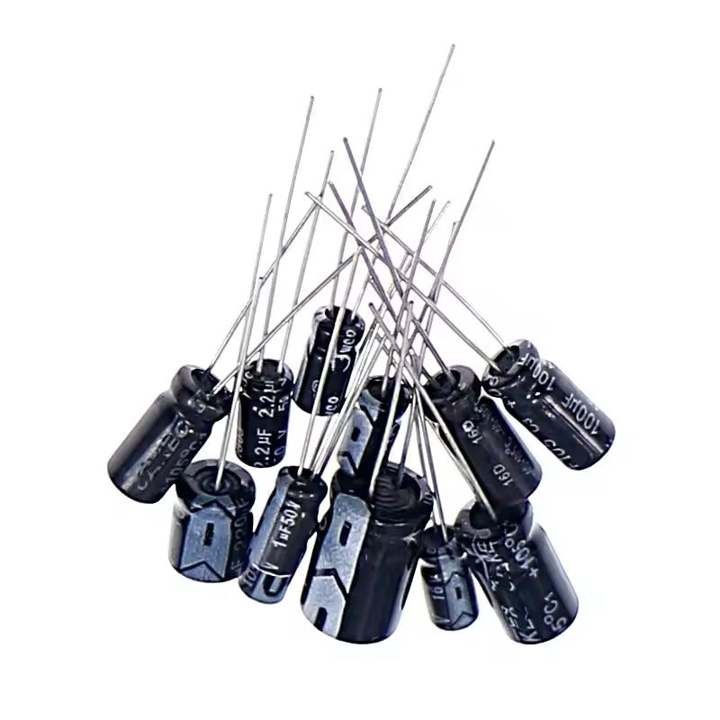 120pcs Electrolytic Capacitor Kit – 1uF to 470uF Assorted 16V/25V/50V Set