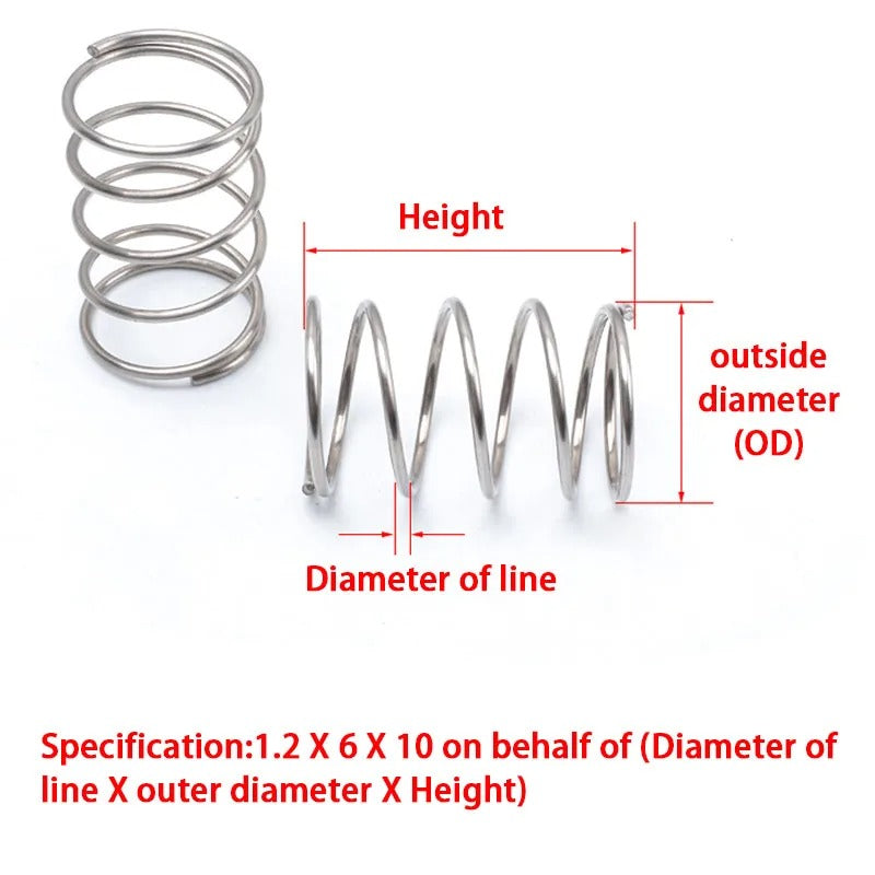 10pcs 304 Stainless Steel Compression Spring – 0.8mm Wire 5-18mm OD