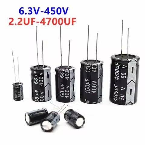 120pcs Electrolytic Capacitor Kit – 1uF to 470uF Assorted 16V/25V/50V Set