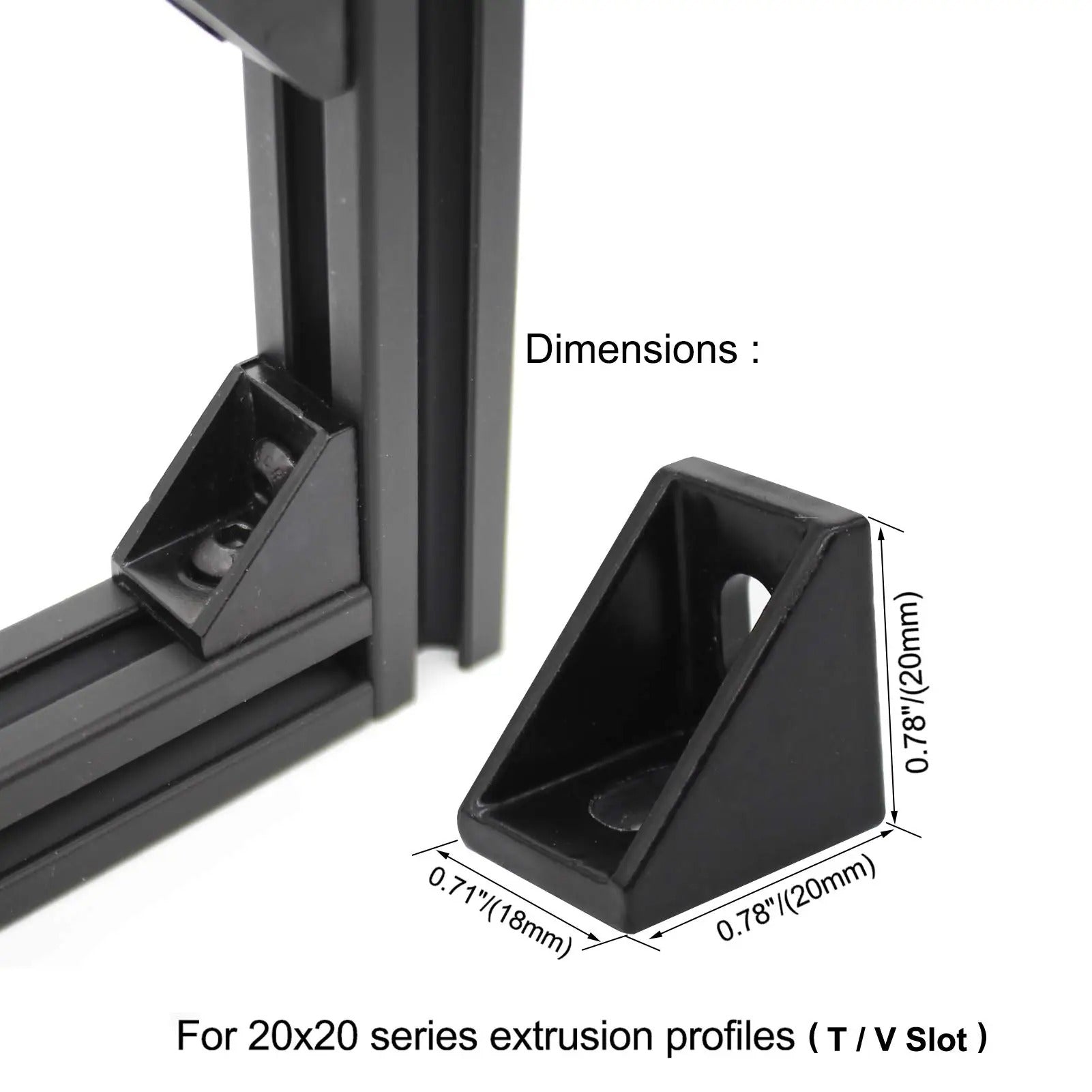 2020 Aluminum Profile Connector Set – 10pc Corner Bracket & M5 T-Nuts