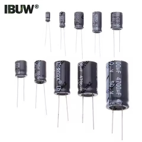 120pcs Electrolytic Capacitor Kit – 1uF to 470uF Assorted 16V/25V/50V Set