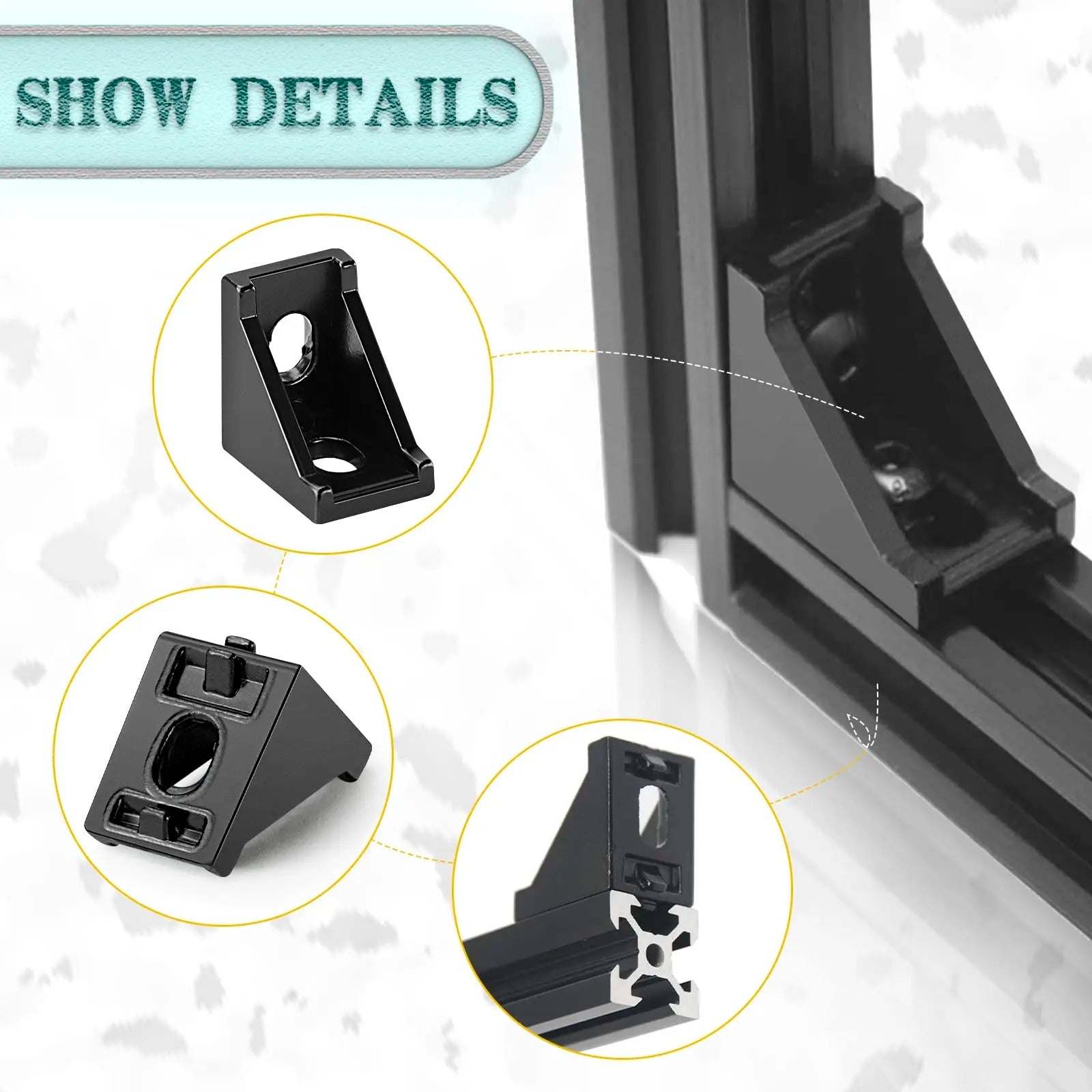 2020 Aluminum Profile Connector Set – 10pc Corner Bracket & M5 T-Nuts