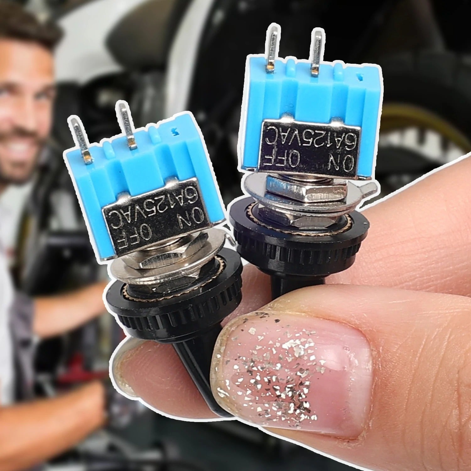 MT-S101 Mini Toggle Switch with Waterproof Cap – 2-Pin 2-Position Blue