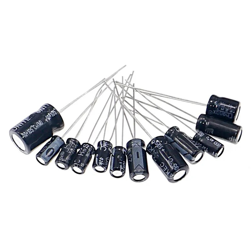120pcs Electrolytic Capacitor Kit – 1uF to 470uF Assorted 16V/25V/50V Set