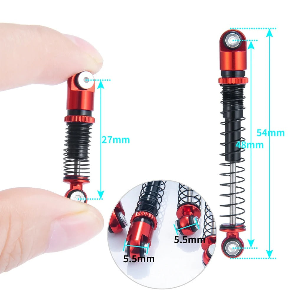 YEAHRUN 4Pcs 48mm Metal Shock Absorber for Axial SCX24 Crawler Upgrades