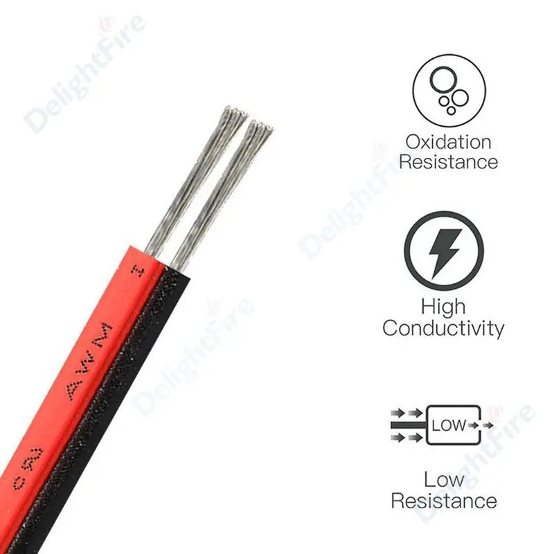 2-Pin Tinned Copper Electric Cable – 18-28AWG Low Voltage LED & Solar Wire