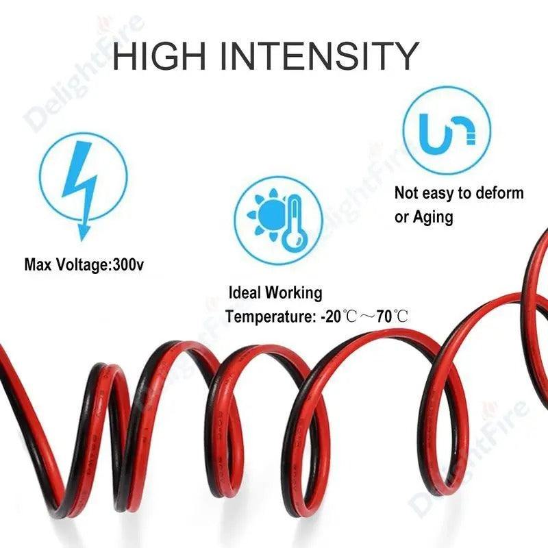 2-Pin Tinned Copper Electric Cable – 18-28AWG Low Voltage LED & Solar Wire