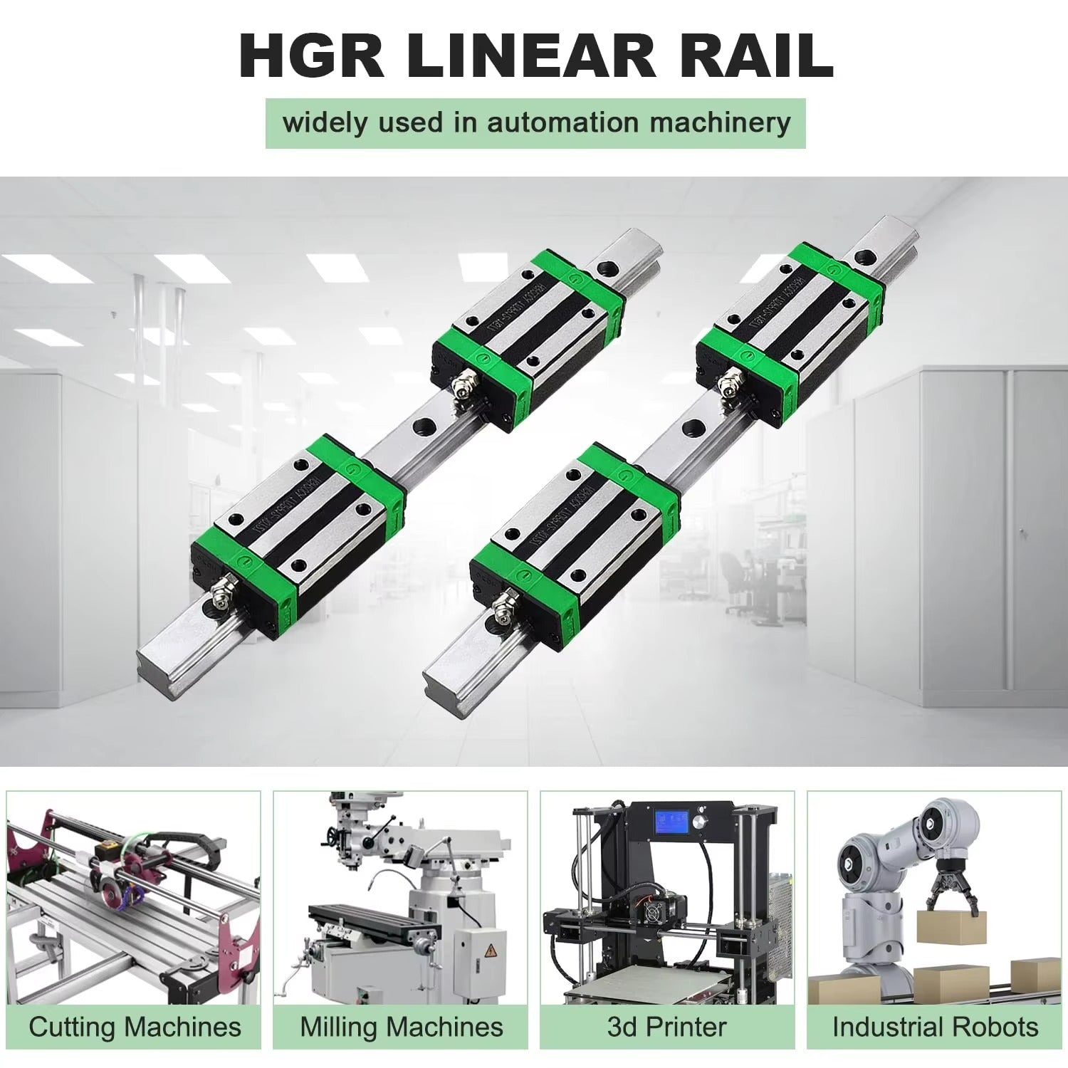 HGR15 HGR20 Square Linear Guide Rail – 2pc Rail + 4pc Slide Block