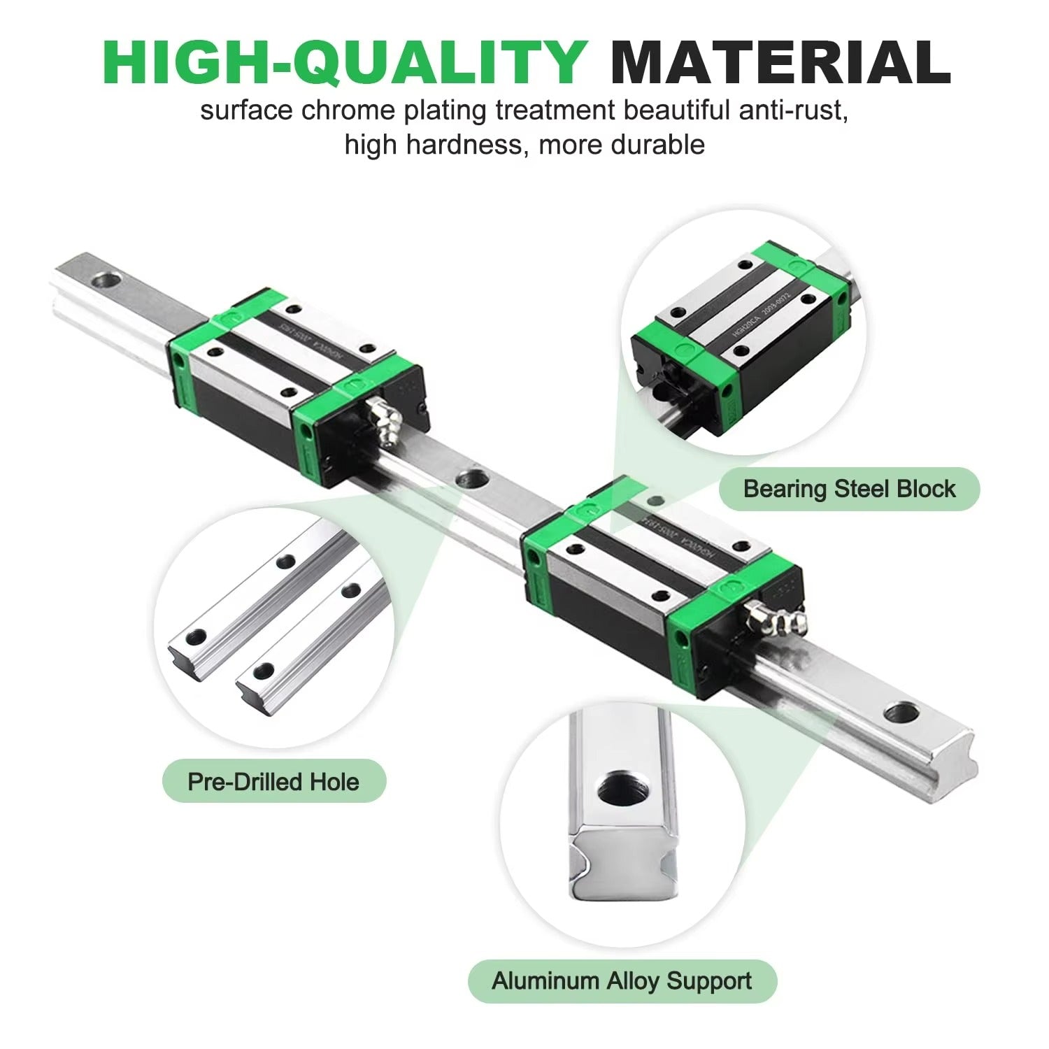 HGR15 HGR20 Square Linear Guide Rail – 2pc Rail + 4pc Slide Block