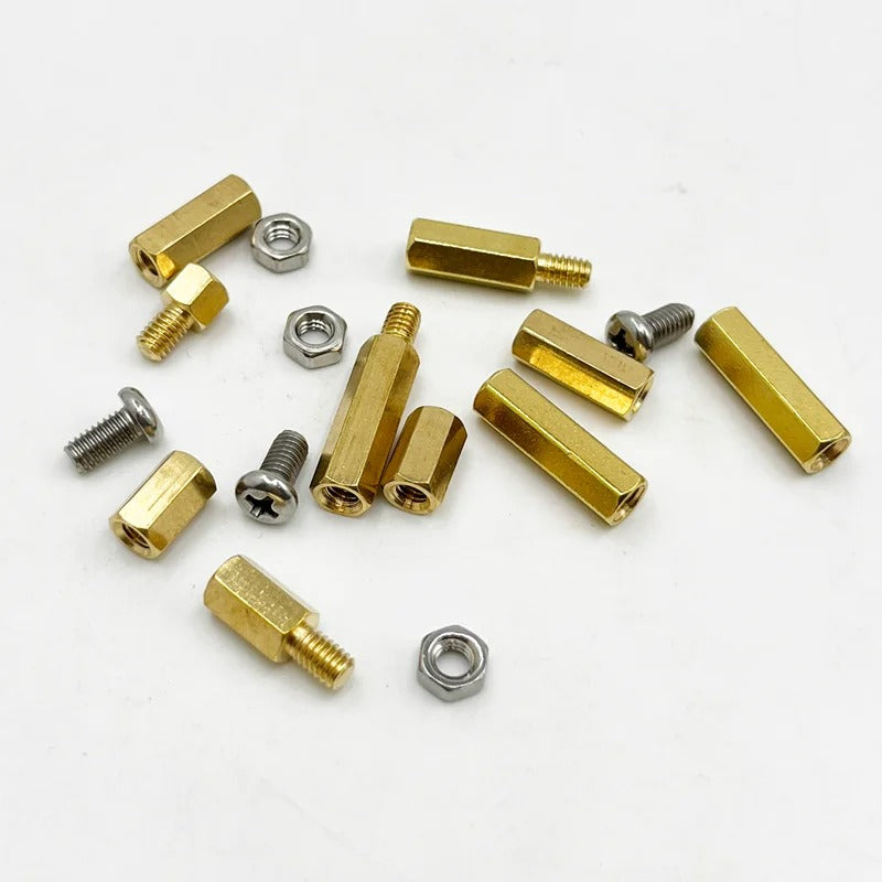 120pcs Brass M2 Standoff Kit – Hex Spacer Screw & Nut for PCB Mounting