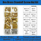 120pcs Brass M2 Standoff Kit – Hex Spacer Screw & Nut for PCB Mounting
