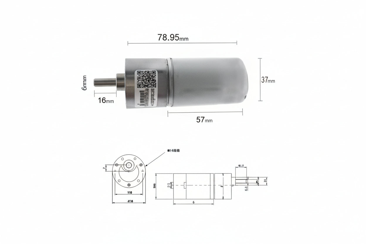 Bringsmart 37GB555 DC Gear Motor 12V/24V High Torque 10-600RPM Micro